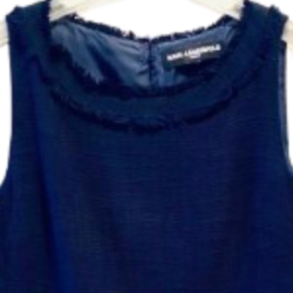 Navy Tweed Sleeveless Dress - Picture 2 of 9